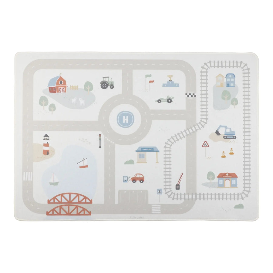 Tapete Brincadeiras Pista Carros Little Dutch bege LD2550 cenário brinquedo criça +18 meses Essentials