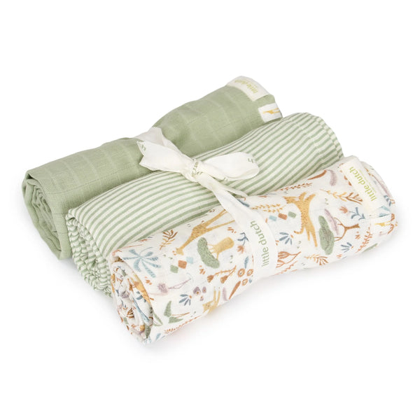 Little Dutch Conjunto de 3 Musselinas Safari Wonders Verde