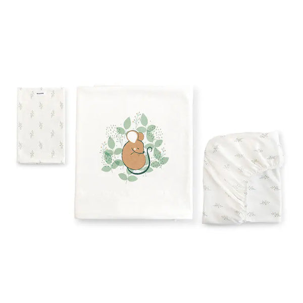 Bonjourbébé Conjunto 3 Peças Lençóis 60x120 cm Spring Cottage Verde