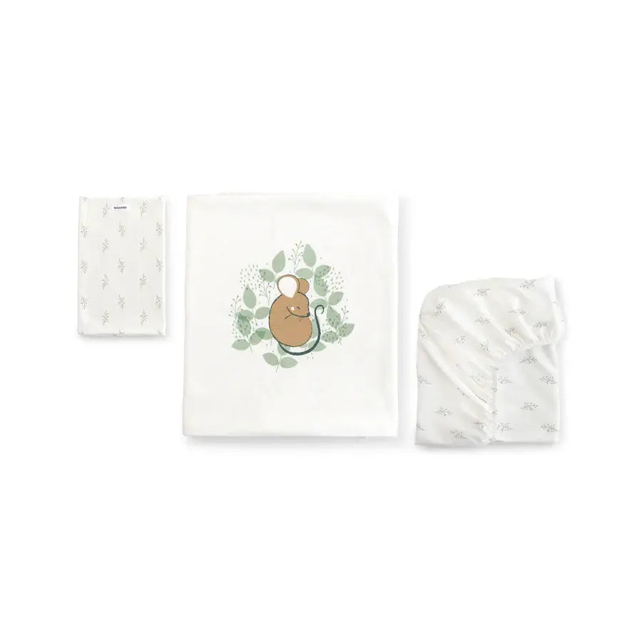 Bonjourbébé Conjunto 3 Peças Lençóis Minicuna Spring Cottage Verde Bonjourbébé