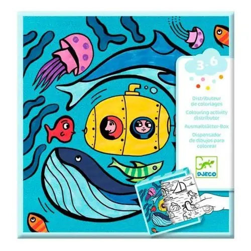 Dispensador Atividades de Colorir Djeco Oceano