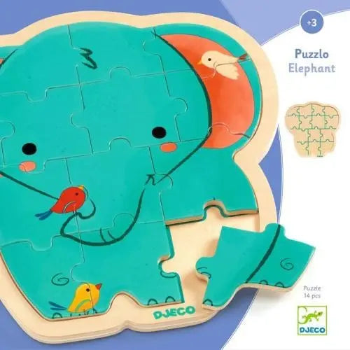Puzzle Madeira 14 Peças Djeco Elefante