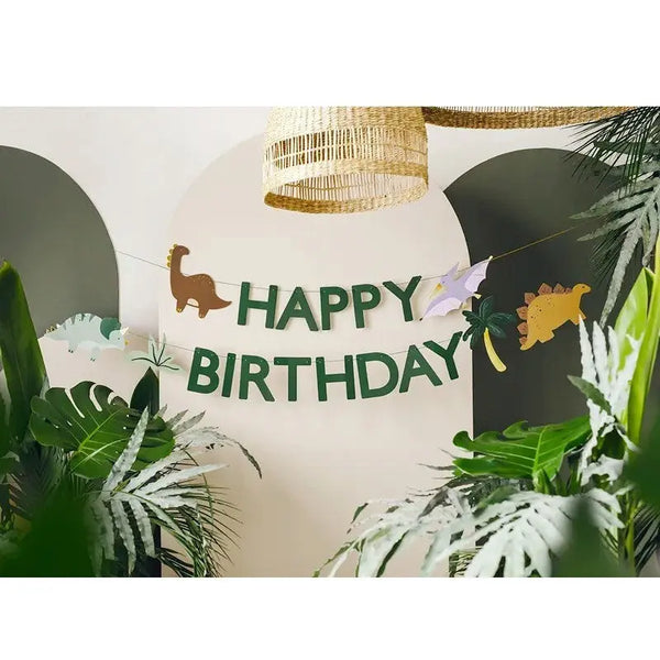 PartyDeco Bandeiras Happy Birthday Dino