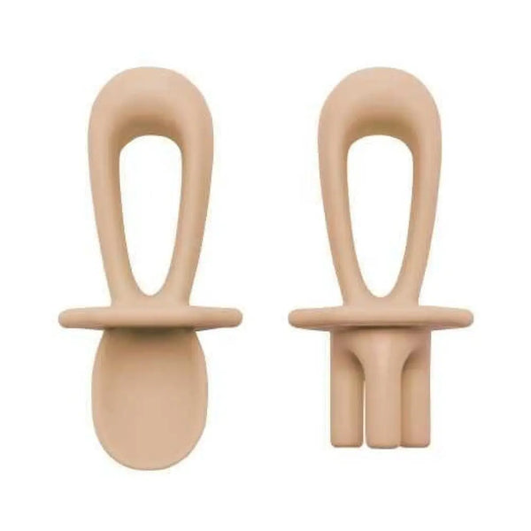 Tiny Twinkle Talheres Aprendizagem Silicone Bege
