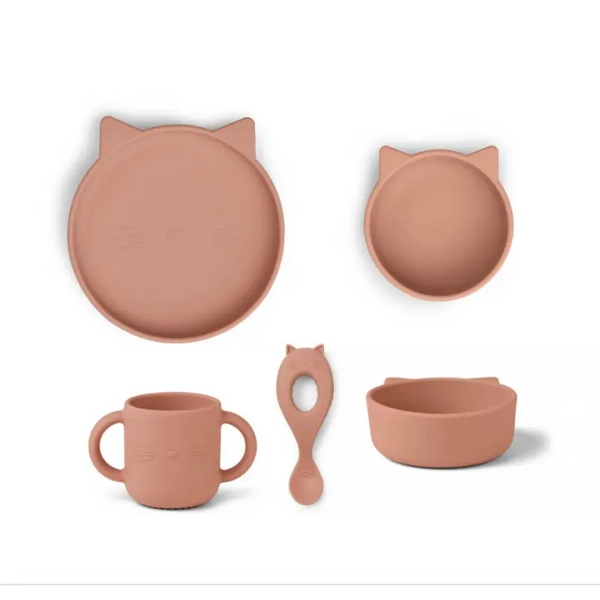 Liewood Conjunto de Refeição Gato Rosa