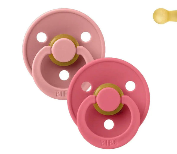 Pack 2 Chupetas Bibs Colour Redondas Dusty Pink/ Coral Tam.1- +0 meses
