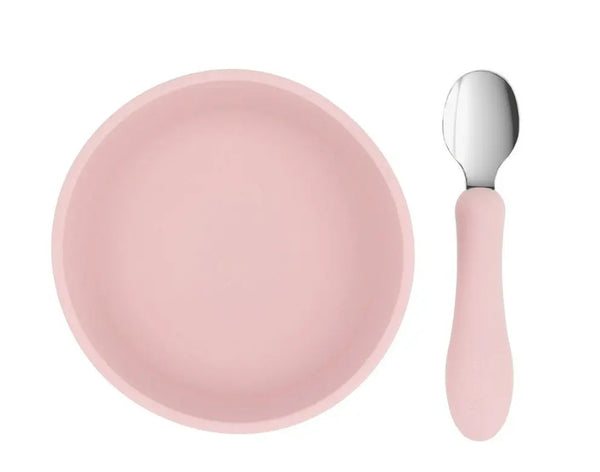 Tutete Pack Taça Silicone e Colher de Aço - Light Pink