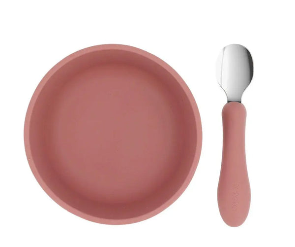 Tutete Pack Taça Silicone e Colher de Aço - Brick Blush
