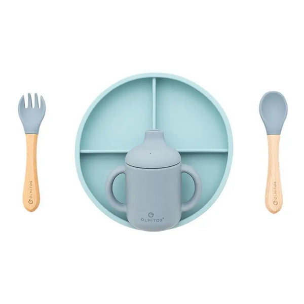 Olmitos Conjunto de Alimentação 5 Peças em Silicone Azul
