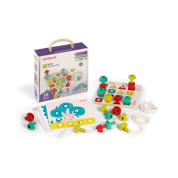 Miniland Eco Activity Pins | Jogo Formas e Encaixe