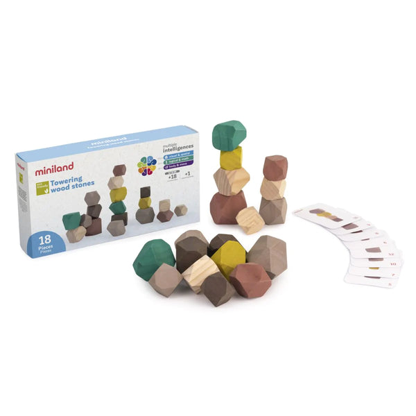 Miniland Towering Wood Stones | 18 Pedras de Madeira FSC
