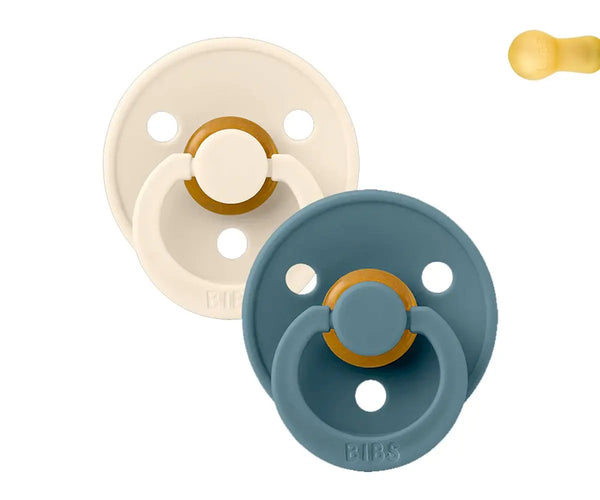 Pack 2 Chupetas Redondas BIBS Ivory/Petrol - Tam. 1 | 0+ meses