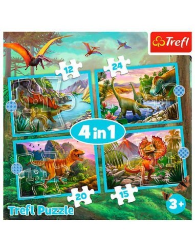Puzzle 4 em 1 Trefl Dinossauros