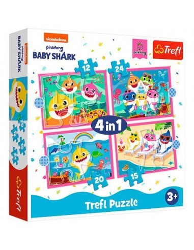 Trefl Puzzle 4 em 1 - The Shark Family