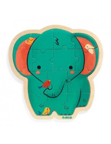 Puzzle Madeira 14 Peças Djeco Elefante