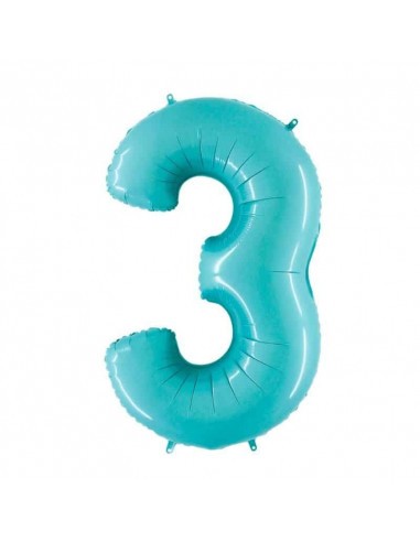 Balão Foil 34" - Pastel Blue - NUMEROS_3