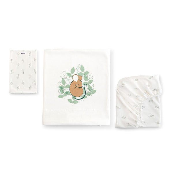 Bonjourbébé Conjunto 3 Peças Lençóis 60x120 cm Spring Cottage Verde