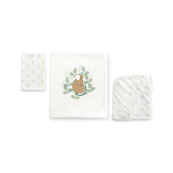 Bonjourbébé Conjunto 3 Peças Lençóis Minicuna Spring Cottage Verde