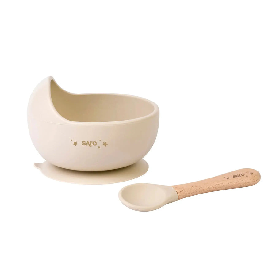 Saro Set de Alimentação Nordic Wave | Silicone e Madeira de Faia