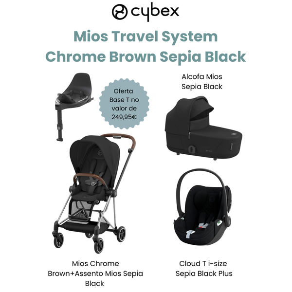 Cybex Promoção Travel System Mios Chrome Brown Sepia Black