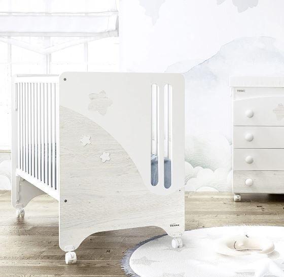 Cama de Grades CoSleep Trama Cielo Branco Mate/Roble Nórdico 120x60cm