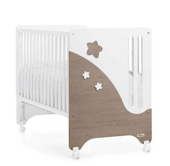 Cama de Grades CoSleep Trama Cielo Branco Mate/Acácia 120x60cm