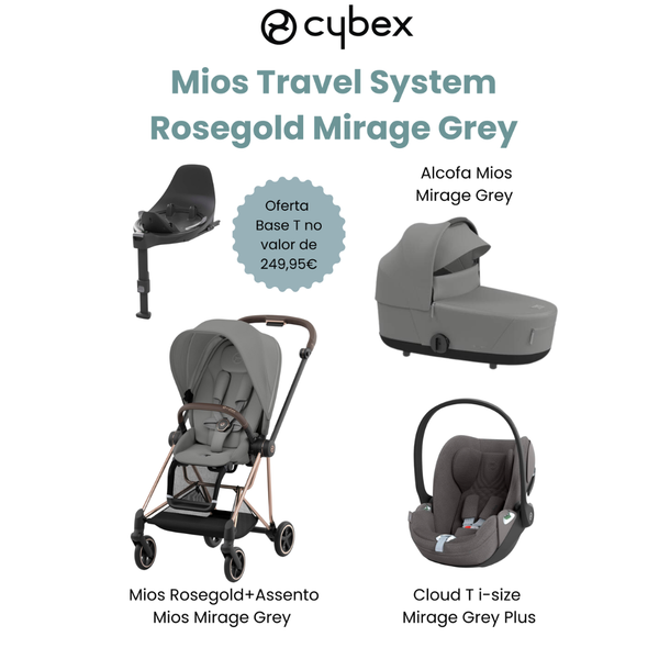 Cybex Promoção Travel System Mios Rosegold Mirage Grey