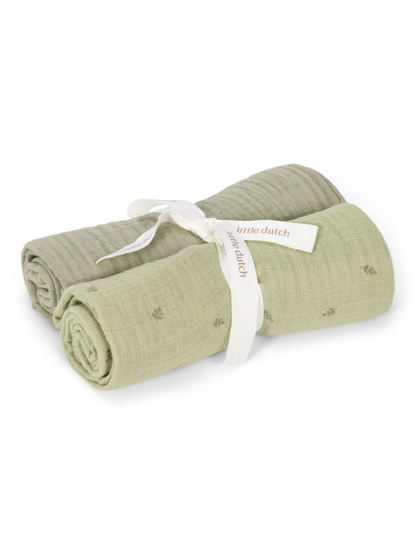 Little Dutch Conjunto de 2 Musselinas 70×70 cm – Pure Sage