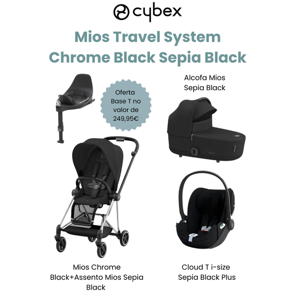 Cybex Promoção Travel System Mios Chrome Black Sepia Black