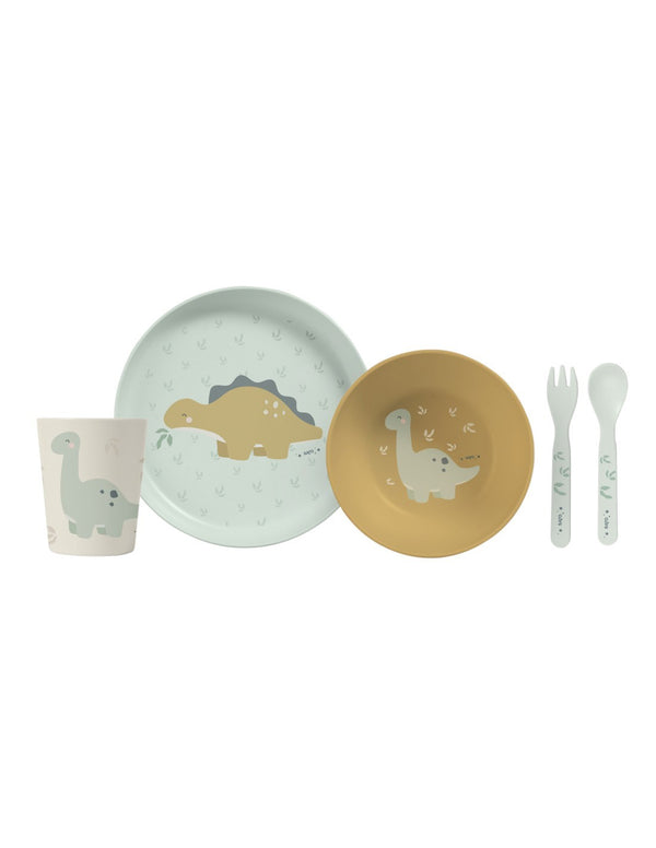 Saro Set Alimentação 5 Peças Wild Dinos Hortelã/Mostarda