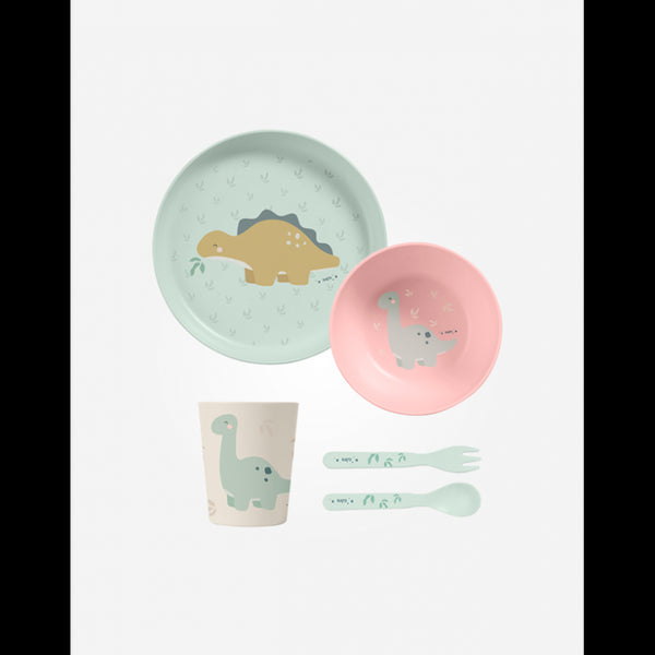 Saro Set Alimentação 5 Peças Wild Dinos Hortelã/Rosa