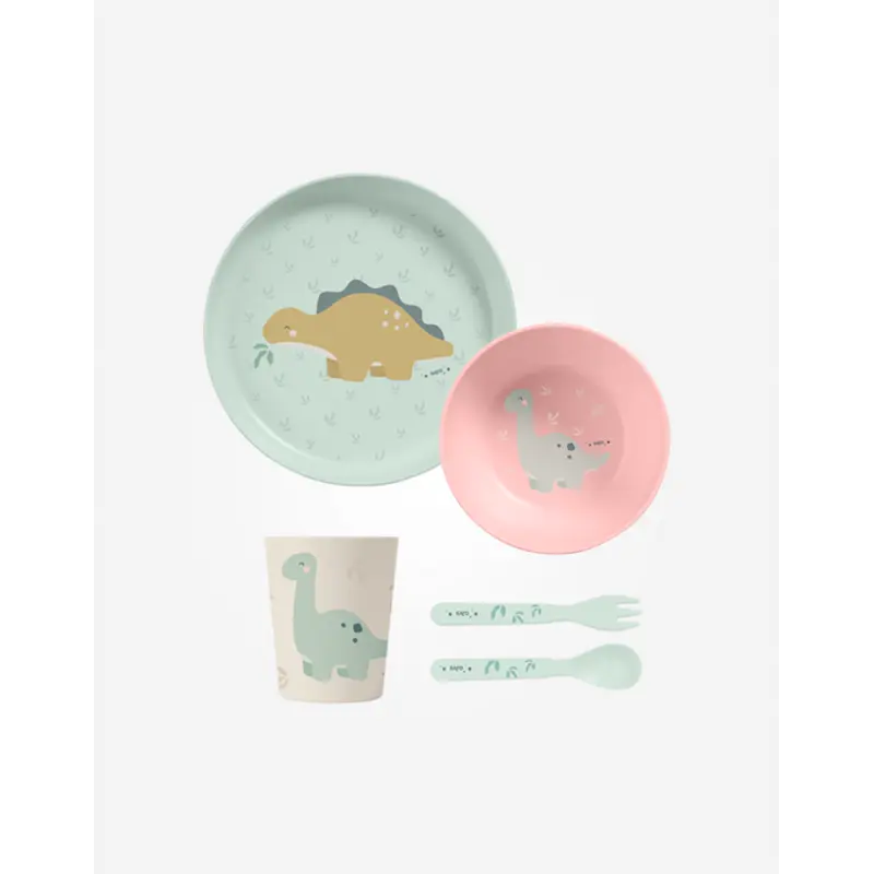 Saro Set Alimentação 5 Peças Wild Dinos Hortelã/Rosa Saro