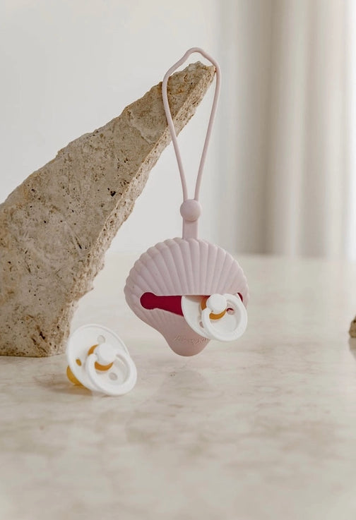 Porta Chupas Silicone Woven Kids Concha Rosa