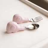 Tiny Twinkle Talheres em Aço e Silicone Elefante Rosa Tiny Twinkle