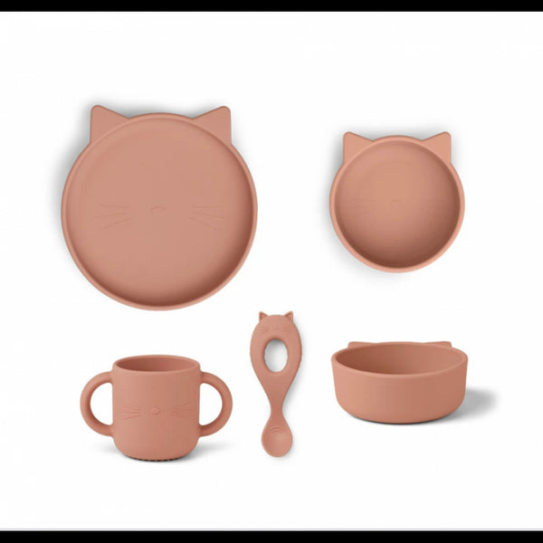 Liewood Conjunto de Refeição Gato Rosa