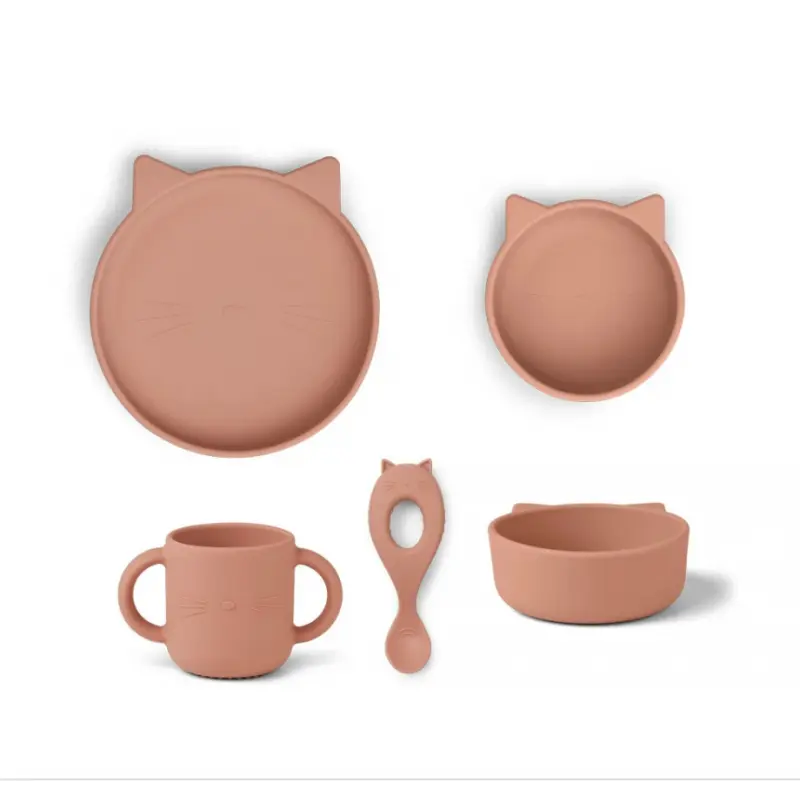 Liewood Conjunto de Refeição Gato Rosa Liewood
