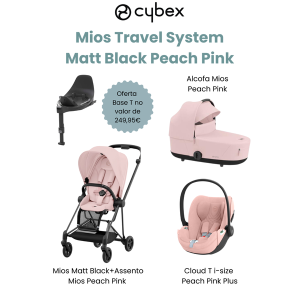 Cybex Promoção Travel System Mios Matt Black Peach Pink