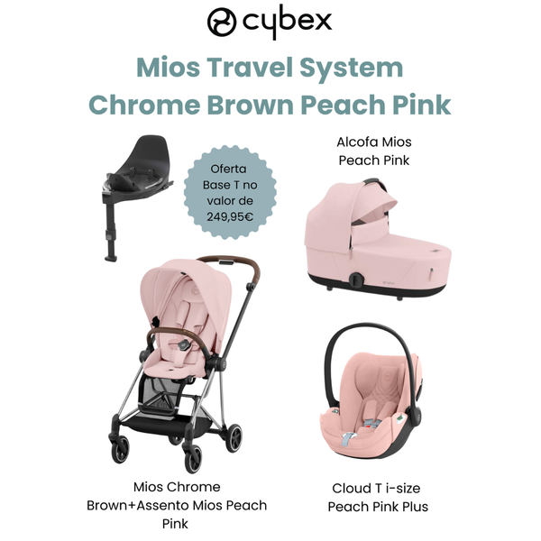 Cybex Promoção Travel System Mios Chrome Brown Peach Pink