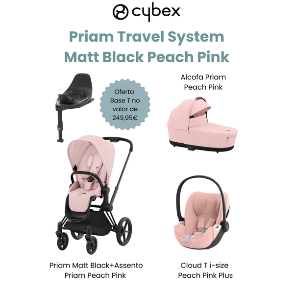 Cybex Promoção Travel System Priam Matt Black Peach Pink