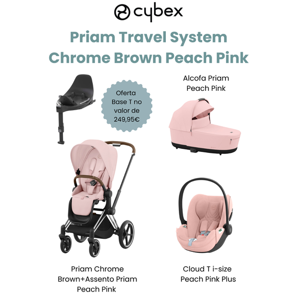 Cybex Promoção Travel System Priam Chrome Brown Peach Pink
