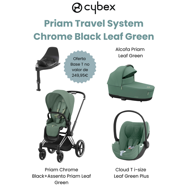 Cybex Promoção Travel System Priam Chrome Black Leaf Green
