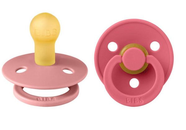 Pack 2 Chupetas Bibs Colour Redondas Dusty Pink/ Coral Tam.1- +0 meses