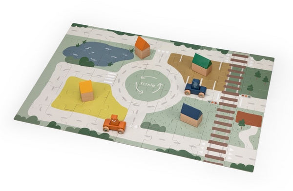 Trixie Puzzle de Estrada em Madeira com Acessórios