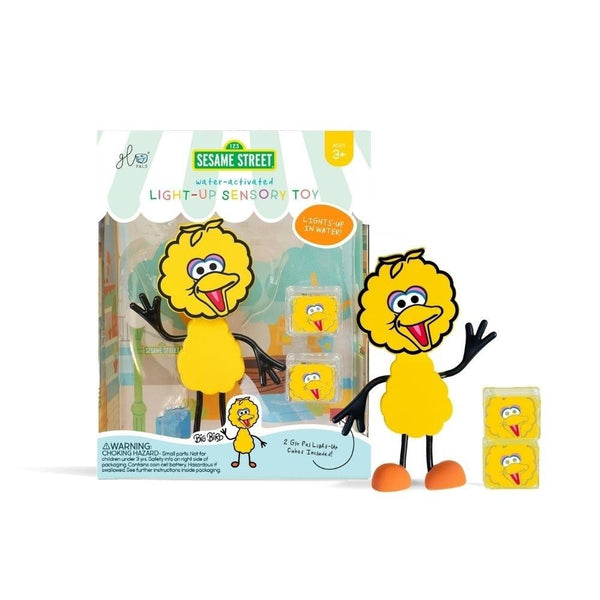 Set Personagem Rua Sésamo Big Bird e 2 Cubos Luz GloPals Amarelo