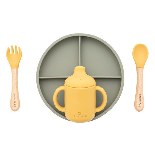 Olmitos Conjunto de Alimentação 5 Peças em Silicone Verde