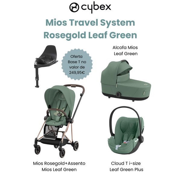 Cybex Promoção Travel System Mios Rosegold Leaf Green