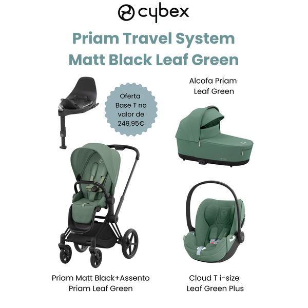 Cybex Promoção Travel System Priam Matt Black Leaf Green
