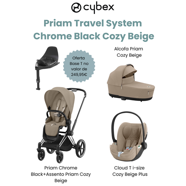 Cybex Promoção Travel System Priam Chrome Black Cozy Beige