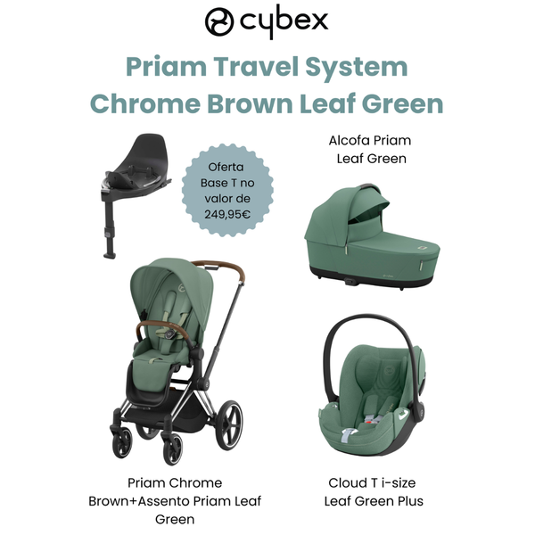 Cybex Promoção Travel System Priam Chrome Brown Leaf Green