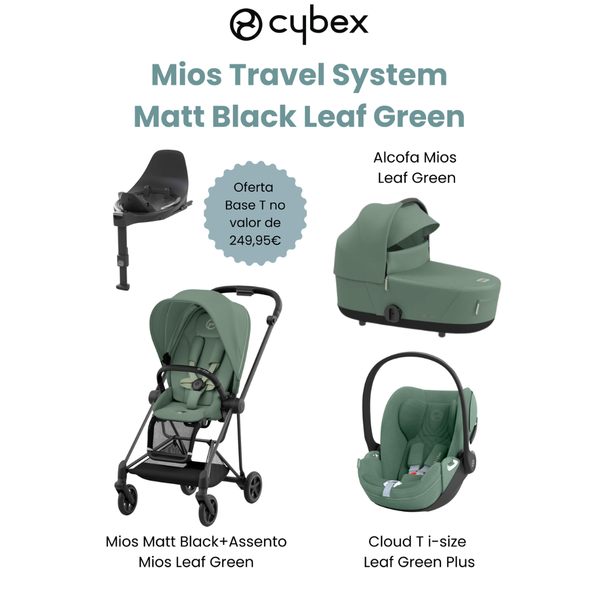 Cybex Promoção Travel System Mios Matt Black Leaf Green